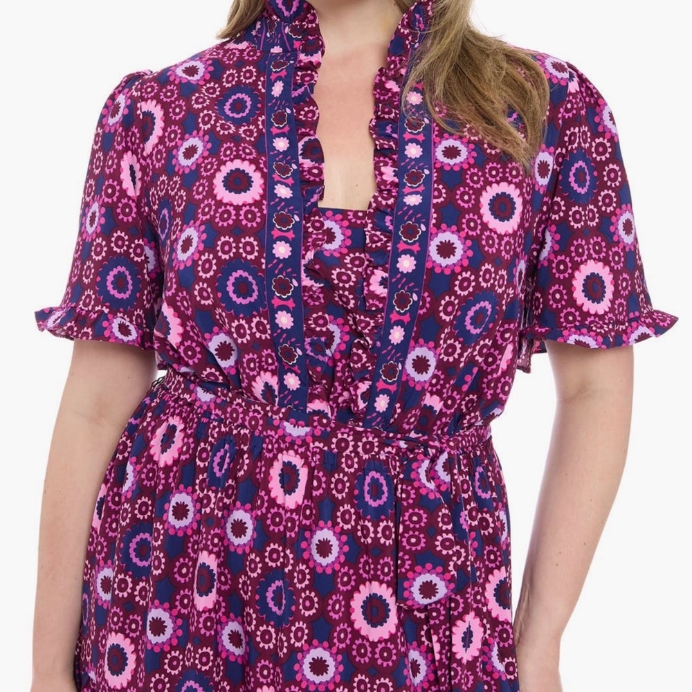 London Times Pink and Purple Patterned Maxi Dress